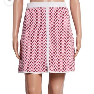 Sandro Red and White Patterned Women's Skirt